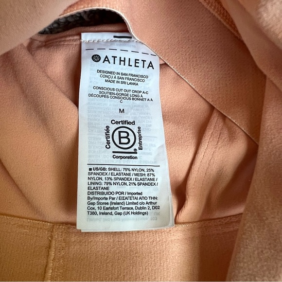 Athleta Peach Conscious Cut Out Crop Top Yoga Sports Bra, Size Medium - Picture 7 of 9